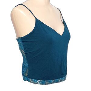 Victoria's Secret Dark Teal Lace Trimmed Lace Back Cami S/M